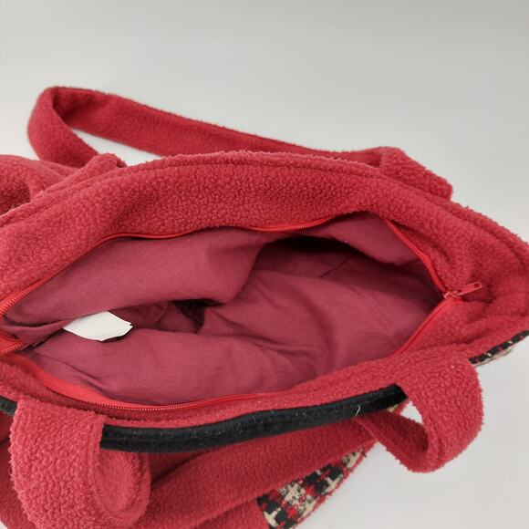 Ugly Christmas Sweater Tote Purse Back Holiday Snowman Poinsettia Tree - Picture 10 of 10